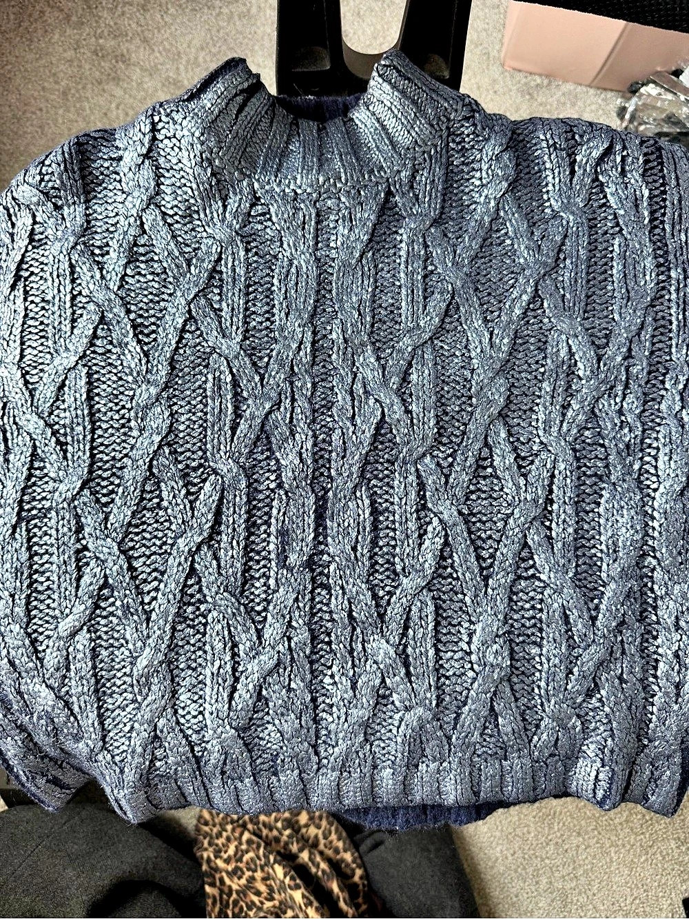 Zara Cable Knit Sweater Size 11-12 Blue Like New